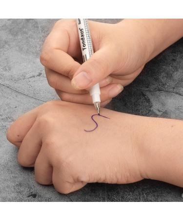 10pcs Surgical Microblading Tattoo Marker Pen Set with Ruler - Waterproof Disposable Skin Eyebrow Marker - 0.5mm Blue - Buy Online on GoSupps.com