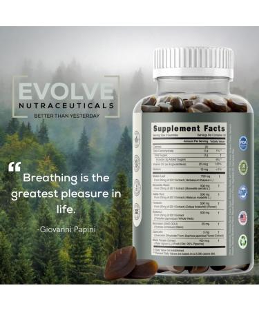 Buy Evolve Breathe Easy Lung Gummies - Natural Allergy Relief & Cough Support | Mullein Boswellia Nettle Root Forskolin & More - International Shipping - Buy Online on GoSupps.com