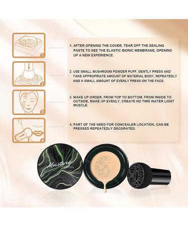 Mushroom Head Air Cushion CC Cream - Moisturizing & Oil Control BB Cream Foundation Create Long-Lasting Waterproof Makeup Base Primer Concealer Full Coverage for All Skin Types (Buff Beige) - Buy Online on GoSupps.com