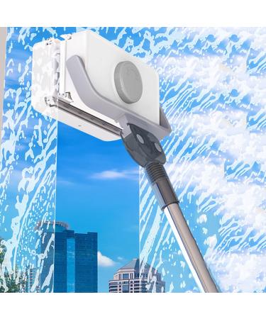 LTLJX Magnetic Window Cleaner Home Double Sided Glass Cleaner Adjustable Magneticwith Rotation Wiper and Extension Pole for High-Rise Glazed Windows 5-35mm Gray Grey