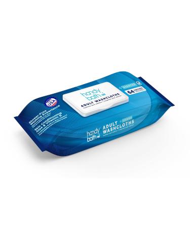 Handybath Incontinence Adult Washcloths Scented for Senior Care or Outdoor Activities - Extra Large 12 x 9" Towels -Cleaning Wipes with Aloe & Chamomile - Rinse Free - 64 Count Pack (1 Pack) 64 Count (Pack of 1) - Buy Online on GoSupps.com