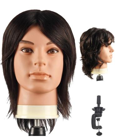 Male Mannequin Head With 100% Human Hair Cosmetology Manikin head for Cutting Styling With Doll Head for Hair Styling with Clamp Stand