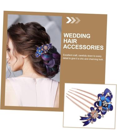 Angoily Crystal Diamond Hair Comb Zapatilla De Mujer Bride Slippers for Wedding Day Hair Comb Clips for Women Hair Combs for Women Blue Hair Slides Miss Prom Zinc Alloy Hairpin - Buy Online on GoSupps.com