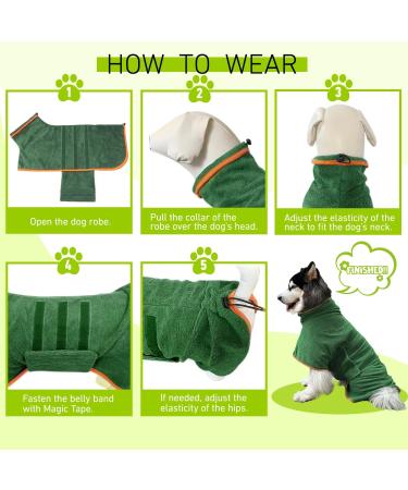 Dog Drying Coat Bathrobe Towel Microfibre Material Fast Drying Super Absorbent Dog Bath Robe Pet Quick Drying Moisture Absorbing with Adjustable Collar and Waist (Green Large) Large CS-Green - Buy Online on GoSupps.com