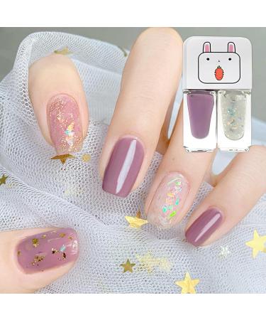 Purple Glitter Nail Polish Set 2 in 1 Quick Dry Shimmering Light Pink Nail Polish Set No Need Cure Nail Colourful Varnish Long Lasting Chip-Resistant Gift DIY Nail Art at Home - Buy Online on GoSupps.com