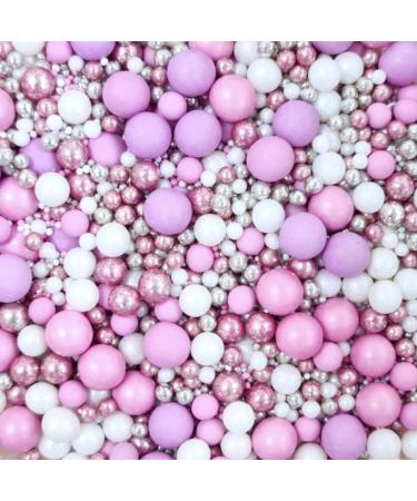 Pink White Silver Lilac Purple Pastel Edible Sprinkles 100s 1000s chocolate balls mix blend cupcakes cakes toppers decoration pearls Mother's Day BUBBLES