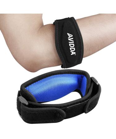 AVIDDA Tennis Elbow Support Strap 2 Packs Adjustable Elbow Brace with Compression Pad for Tennis Elbow Golfers Elbow Pain Relief Men Women Blue 2 Pack Blue