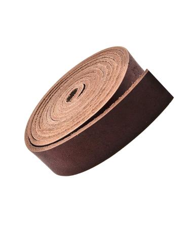 Mandala Crafts Genuine 1 Inch Wide Brown Leather Strap - Flat Black Leather Strips - 6 Feet Long Cowhide Cord Leather Straps for Crafts Leather Handle Leather Belt Making Brown 1 Inch 6 Feet