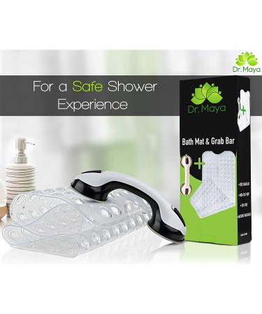 Dr. Maya Bath Grab Bar with Free Bath Mat - Shower Handle for Bathroom - Assist Balance Handrail for Tub - Toddlers, Elderly, Seniors, Handicap, Disabled - Buy Online on GoSupps.com