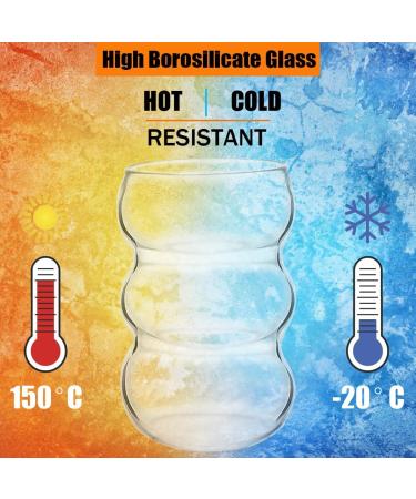 Alink Bubble Glass Set - 4 Ribbed 550ml Drinking Glasses for Latte Macchiato Iced Coffee & Cocktails | Elegant Wave Design - Buy Online on GoSupps.com