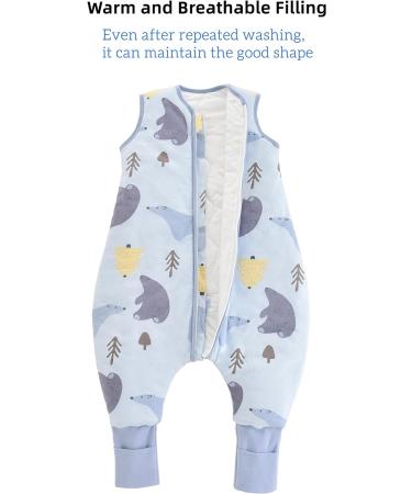 Chilsuessy Winter Baby Sleeping Bag with Feet 2.5 TOG - Blue Polar Bear - 100% Cotton - 90cm/3-4 Years - Buy Online on GoSupps.com