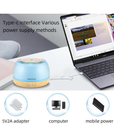 TAIGUCAT 300ML Aromatherapy Essential Oil Diffuser - 8 Hours Quiet Electric Air Diffuser with Remote Control and 7 LED Color Changing Lights - Yellow - Buy Online on GoSupps.com