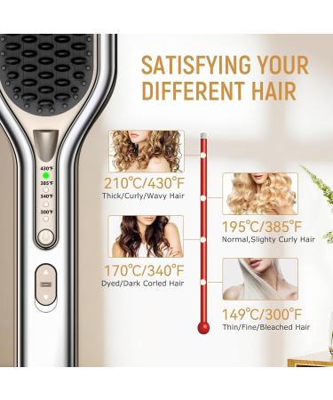 Hair Straightener Brush - Ceramic Ionic Comb | Fast Heat Dual Voltage 4 Temps Anti-Scald | Perfect for Natural Hairstyles - Buy Online on GoSupps.com
