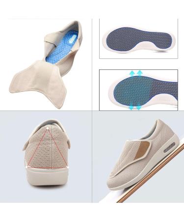Women's Diabetic Shoes for Elderly - Comfortable Orthopedic Edema Sneakers for Swollen Feet | Lightweight Breathable Walking Shoes for Bunions & Arthritis - Size 11 Beige - Buy Online on GoSupps.com