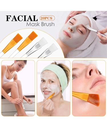 20 Soft Face Mask Brushes with Clear Plastic Handle - Ideal for Face & Eye Masks - Perfect for Mud Masks - Buy Online on GoSupps.com