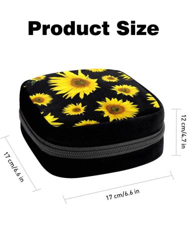 GIAPB Period Bag - Yellow Flower Sanitary Napkin Storage & Makeup Pouch (Black Background) - Buy Online on GoSupps.com