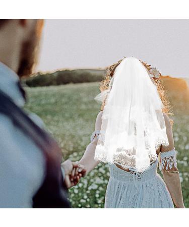 Wedding Veils for Brides White Girls Shower Veil Lace Veil Headwear Bridal Veil Vail for Women Baptism Candle Baptism Decorations for Girls Communion Veils First Miss Pearl Comb - Buy Online on GoSupps.com