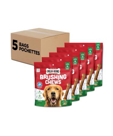 Milk-Bone Brushing Chews Dental Treats for Large Dogs Daily Oral Care 90 Treats (Pack of 5) 90 Treats (Pack of 5) Large Dog