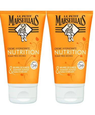 Le Petit Marseillais - Body Care Moisturizing Cream - Very Dry Skin Practical Format - 75 ml Tube - Pack of 2