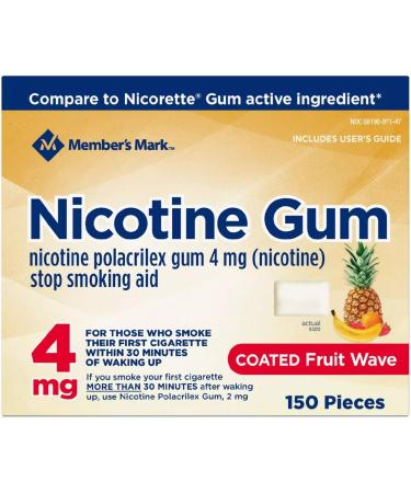 Member's Mark 4mg Nicotine Gum Coated Fruit Flavor (300 ct.) - Quit Smoking Aid - Buy Online on GoSupps.com