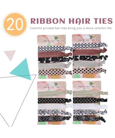 Cute Knotted Ribbon Hair Ties Set - 20 Pcs Elastic Hair Bands for Girls, Bridesmaids, and Toddlers - Dark Colors - Buy Online on GoSupps.com