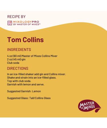 Master of Mixes Collins Drink Mix, 1 Liter Bottle - Pack of 6, 33.8 Fl Oz per Bottle - Buy Online on GoSupps.com