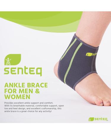 SENTEQ Ankle Brace for Men & Women - Compression Support for Sprained Ankles & Plantar Fasciitis - Neoprene Slim Sleeve for Jogging & Running - Medium Size - Buy Online on GoSupps.com