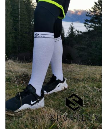Sportecx Premium Compression Stockings for Men & Women | Cotton Support Socks for Sports Travel & Pregnancy | Black & Blue S-M - Buy Online on GoSupps.com