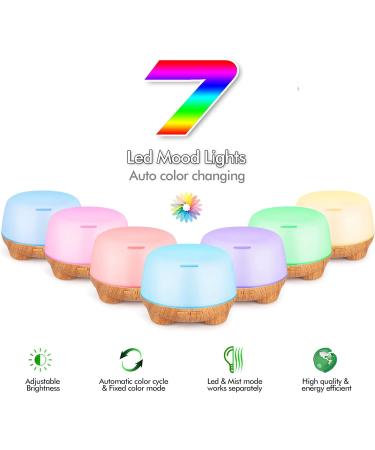 SK Depot Essential Oil Diffuser 500ml Ultrasound Aromatherapy Diffusers Remote Control Air Quiet Diffuser Aroma Diffusers Humidifier 7 Colors of Lights and for Bedroom Yoga Spa (Light Wood) - Buy Online on GoSupps.com
