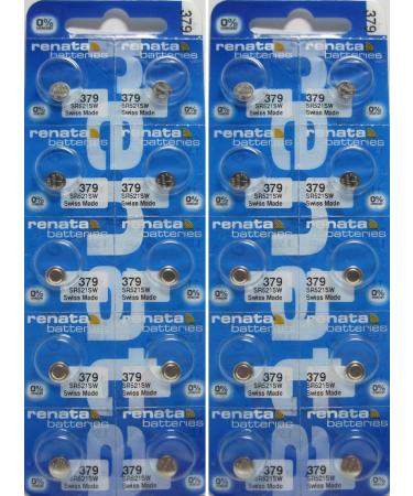 Renata 379 SR521SW Batteries - 1.55V Silver Oxide 379 Watch Battery (20 Count)