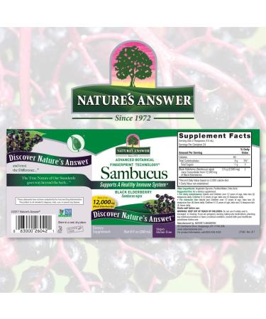 Nature's Answer Sambucus Black Elderberry 12000 mg - Immune Support - 8 fl oz (240 ml) - Buy Online on GoSupps.com