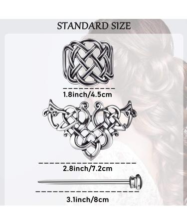 Viking Celtic Hair Clips Set - Silver Hair Stick with Celtic Knot Design for Women - Buy Online on GoSupps.com