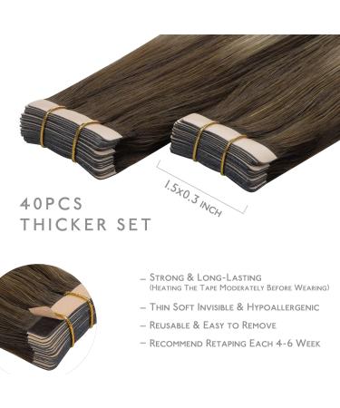 Salife Tape Extensions - 40Pcs 100g 20 Inch Balayage Chocolate Brown to Honey Blonde Real Hair Extensions Invisible & Seidig Quality - Buy Online on GoSupps.com