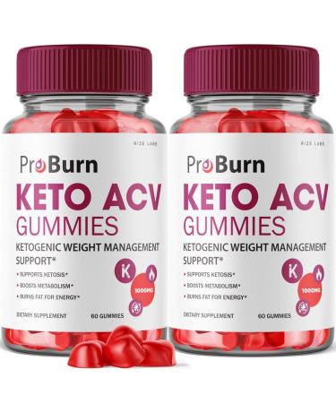 (2 Pack) Pro Burn Keto Gummies - ProBurn Keto ACV Gummies for Weight Loss Pro Burn Keto Gummies with Apple Cider Vinegar Advanced Shark Supplement Energy Booster Tank (120 Gummies)