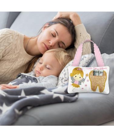 Gold Shiny Teeth Tooth Fairy Pillow with Pocket - Kids Tooth Fairy Souvenir Collection - Buy Online on GoSupps.com