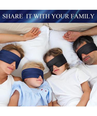 2 Pcs Adjustable Silk Sleeping Mask Set - Navy Blue and Black Soft Eye Blindfolds for Adults - Comfortable Breathable Eye Covers for Sleeping, Travel, and Rest - Buy Online on GoSupps.com