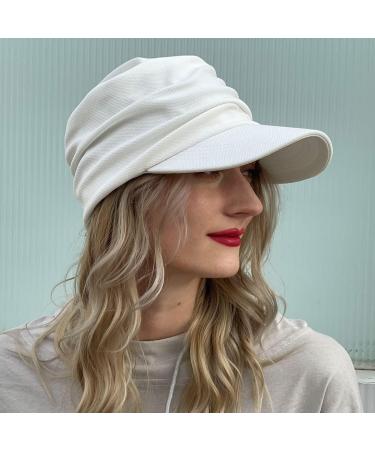 Forbusite Women's White Newsboy Hat Cabbie Cap for Cancer Hair Loss - Buy Online on GoSupps.com