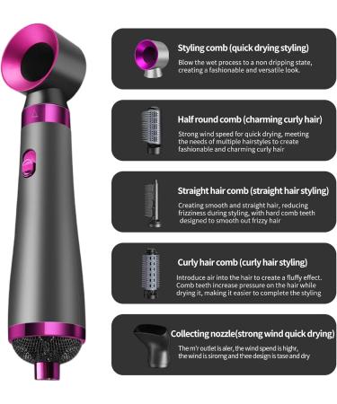 5 in 1 Air Styler - Professional Blow Dryer Brush for Curling Volumizing & Straightening Hair - Purple | International Shipping Available - Buy Online on GoSupps.com