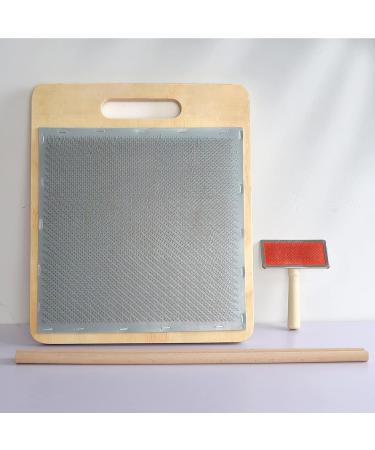 Wool Blending Board and Brush Set - 1 Blending Board, 1 Wool Brush, 2 Dowels, Hand Carders - Perfect for Creating Rolags Wool - Buy Online on GoSupps.com