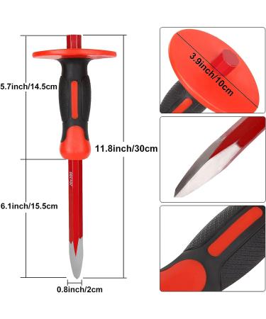 CYEAH 12 Inch Heavy Duty Masonry Chisel Set  4 PCS Chisels Set with Hand Protection  2 PCS Flat Chisel & 2 PCS Pointed Chisel for Concrete/Mason/Stone Demolishing Carving Splitting Breaking - Buy Online on GoSupps.com
