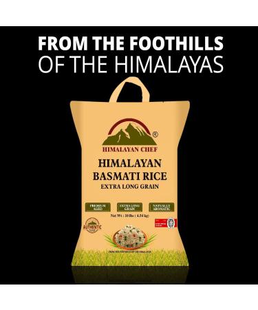 Himalayan Chef Basmati Rice - 10 lbs | Extra Long Grain, Fluffy & Aromatic - Buy Online on GoSupps.com