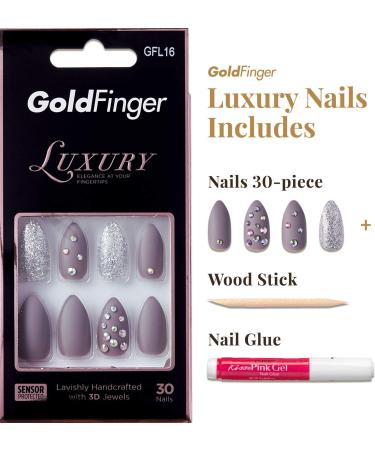 Halloween Nails Gold Finger Full Cover Nails Luxury Design Long Length GFL16 (New) - Buy Online on GoSupps.com