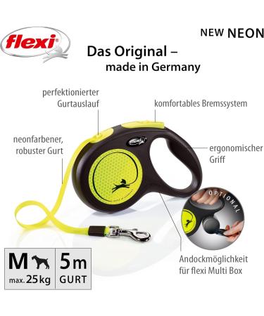Buy Flexi New NEON M Belt 5m for Dogs Up to 25kg - Black/Neon Yellow | International Shipping Available - Buy Online on GoSupps.com