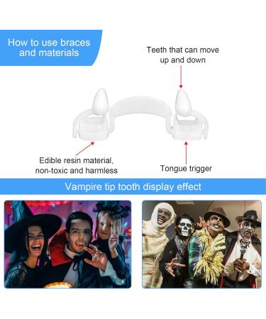 Syrisora False Teeth Retractable Vampire Zombie Fangs Reusable Creepy Fake Teeth Prop for Kids Adults for Halloween Cosplay Carnival - Buy Online on GoSupps.com