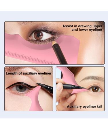 Makeup Aid Tool | Reusable Silicone Winged Tip - Eye Liner Shadow Guide Template Multi-Functional Lazy Quick Makeup Tool Tmay Pink - Buy Online on GoSupps.com