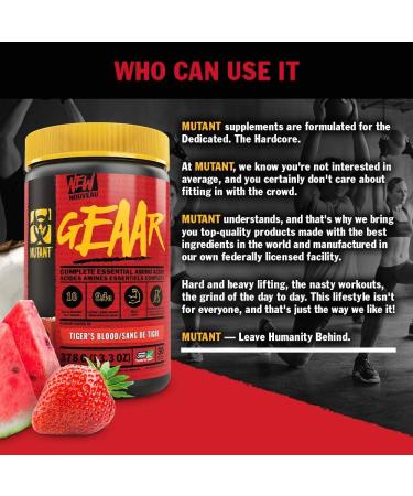 MUTANT GEAAR EAA Powder - 9.4g EAA 7g BCAAs 4g Leucine 30 Servings Blue Raspberry - 378g International Shipping Available - Buy Online on GoSupps.com