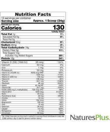 NaturesPlus Source of Life Gold Energy Shake - 0.97 lb - Tropical Berry Flavor - Vitamin Mineral & Protein Formula with 120+ Concentrated Whole Foods - Vegetarian & Gluten Free - 13 Servings - Buy Online on GoSupps.com
