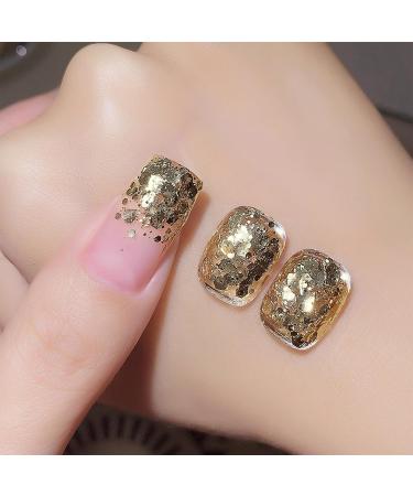 Glitter Gel Nail Polish 8ML Gold Glitter Gel Nail Polish Soak Off UV Gel Shimmering Gold Glitter Nail Polish DIY Nail Art Starter Manicure Nail Varnish for Women - Buy Online on GoSupps.com