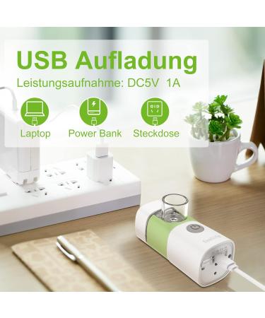FEELLIFE Inhalation Device - Quiet Portable Inhalator for Children & Adults | Effective for Respiratory Diseases | Includes Music Function & 2 Medical Mugs (Green) - Buy Online on GoSupps.com