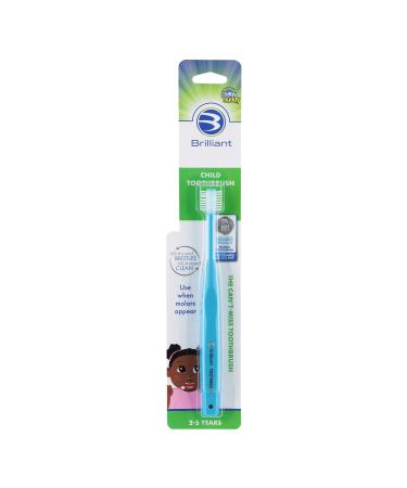 Brilliant Child Toothbrush from Brilliant Oral Care, For- Ages 2-5 Years Old, Needed When Molars First Appear, Round Toothbrush Head And Micro Bristles Clean All-Around Mouth, 1 Count, Sky Blue 1 Count (Pack of 1) Sky Blue